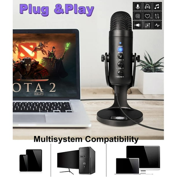 USB Microphone Pour L'enregistrement Et Le Streaming Sur PC Et