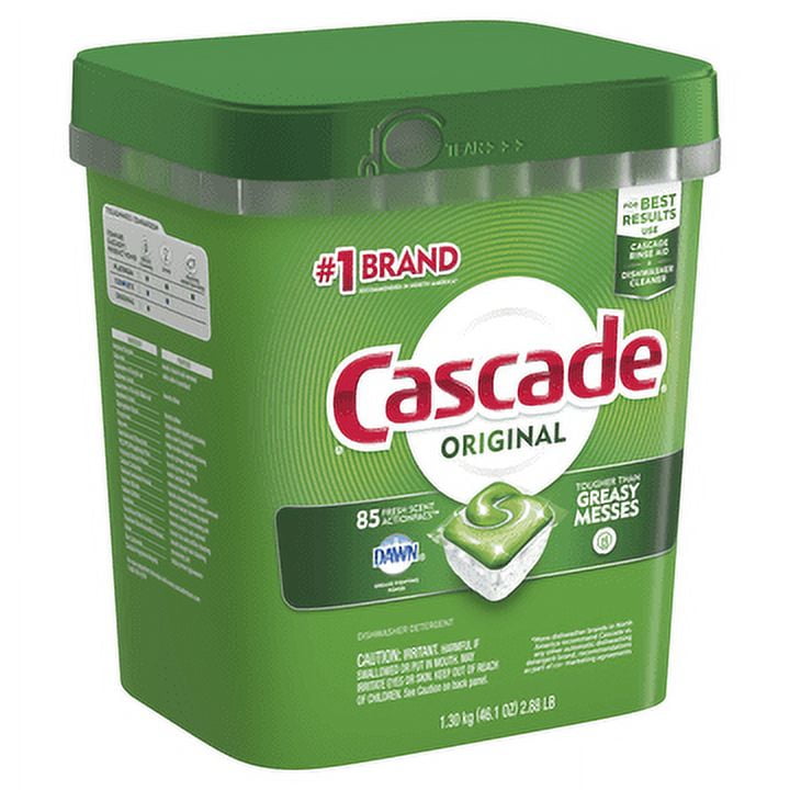 Cascade 18629 Original ActionPacs Fresh Scent Automatic Dishwasher  Detergent Pod 85 Count - 3/Case