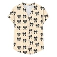 thumbnail image 5 of Maqroz Womens V Neck T Shirts Trendy Short Sleeve Button Down Loose Fit Floral Printed Summer Vacation Hawaii Tops Casual Blouses 2026 Khaki XXL, 5 of 5
