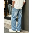 thumbnail image 2 of Reppunk Men Stylish Simple Style Solid Baggy Straight Loose Jeans Trousers Streetwear For Men's Carpenter Casual Denim Pants Menswear, 2 of 8