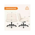 thumbnail image 4 of Silla de Oficina Ergonómica sin Brazos con Respaldo Medio, Tiene Ruedas, Asiento Ancho con Patas Cruzadas, Tocador Giratorio Ajustable de 360°, Acolchado de Tela (Blanco) (Blanco), 4 of 4