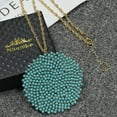 thumbnail image 4 of Niumike Long Necklace for Women Handmade Long Statement Beaded Crystal Large Disc Circle Pendant Gold Plated Sweater Chain Boho Necklaces, 4 of 6