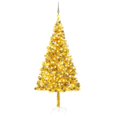 thumbnail image 1 of vidaXL Artificial Pre-lit Christmas Tree with Ball Set Gold 210 cm PET, 1 of 5