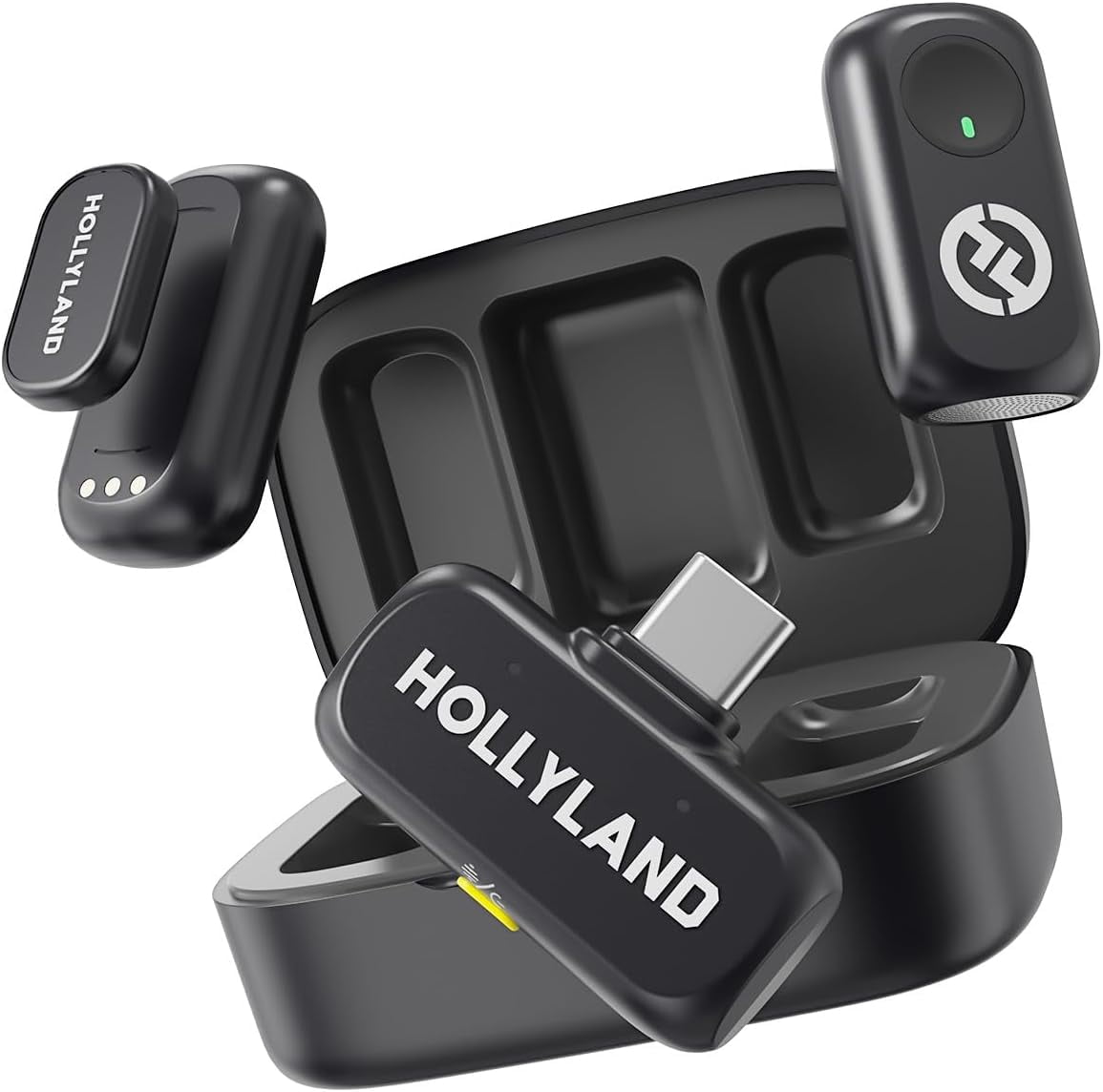 Hollyland LARK A1 Duo Wireless Lavalier Microphone for iPhone and Android USB-C, 2-Person Recording, 650 ft Range, for Vlogging, Streaming & Podcast (Bundle)