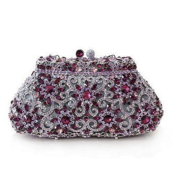 Imitation Rhodium White Metal Clutch with Top Grade Crystal, Multi Color