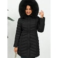 thumbnail image 2 of Giolshon Women's Winter Thickened Quilted Puffer Jacket Zipper Pockets Bubble Coat with Removable Hood and Faux Fur Collar G23-18 Black 3XL, 2 of 3