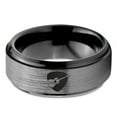 thumbnail image 2 of Tungsten Yin Yang Pick Acoustic Guitar Band Ring 8mm Men Women Comfort Fit Black Step Bevel Edge Brushed Gray Polished, 2 of 4