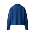 thumbnail image 4 of YanHoo Bomber Jackets Women Oversized Button Down Cropped Jacket Long Sleeve Fall Casual Outerwear, 4 of 6