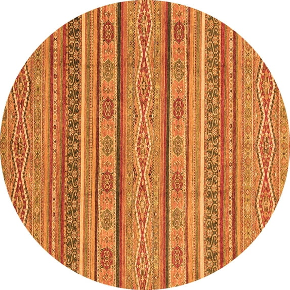 Ahgly Company Indoor Round Abstract Orange Modern Area Rugs, 3' Round