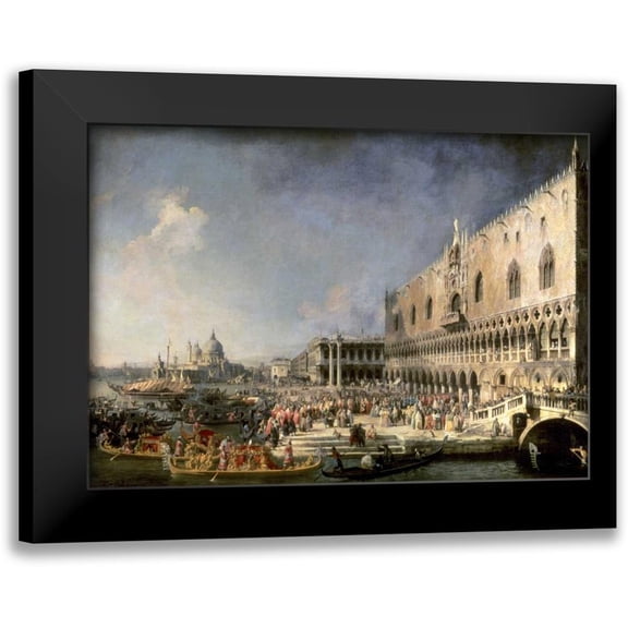 Canaletto 14x11 Black Modern Framed Museum Art Print Titled - The Reception of the French Ambassador in Venice