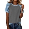 thumbnail image 1 of Camisetas de Manga Larga de Verano para Mujeres de Cuello Redondo de Manga Corta de Color Sólido, Camisetas de Manga Corta de Verano para Mujeres, 1 of 5