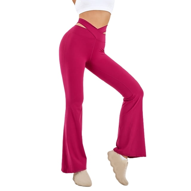 Leggings de cintura alta con aberturas para mujer: pantalones de yoga acampanados, diseño adelgazante que realza los glúteos, pantalones de fitness transpirables