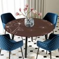 thumbnail image 5 of Elastic Fitted Round Tablecloth, Brown Waterproof Stretch Table Cover for 45"-54" Tables, Spring Flora Washable Outdoor Tablecloths for Patio, Picnic, Camping, 5 of 9