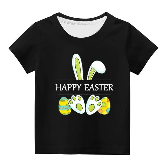 YABCSAZ Baby Boys Girls Easter Tops for Short Sleeve Bunny Eggs Tops Summer Casual Crewneck Tee Shirt Kids Loose Tops Soft Comfy Shirts Toddler Holliday Baby Outfits Size 3 T