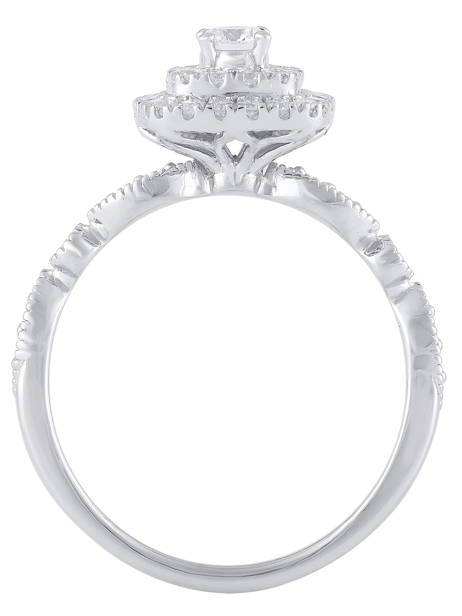 Brilliance Fine Jewelry Lab Grown Diamond Cushion Frame Engagement Women Ring 1/2 ct Sterling Silver
