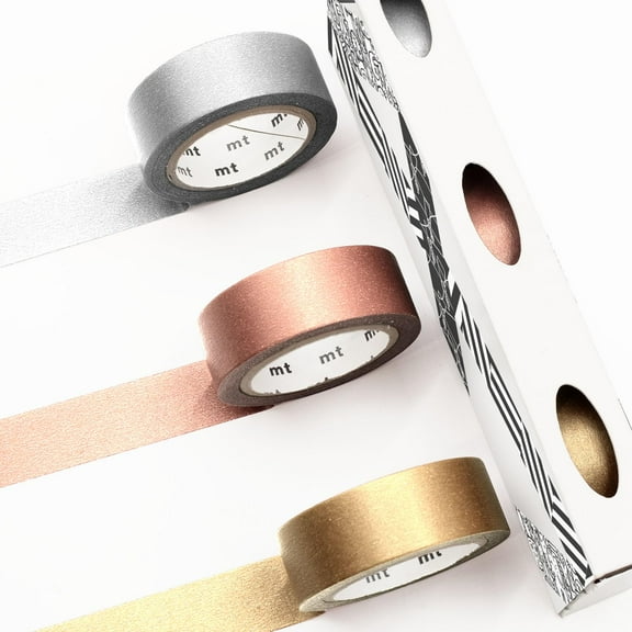 MT Washi Masking Tape - Kamoi Paper Washi Adhesive Tape - 15mm * 7m - Metallic - Set of 3