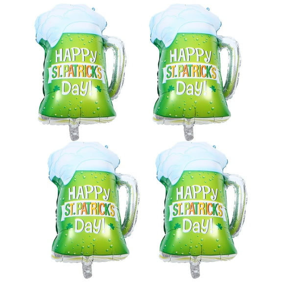 EXHUMKY 4Pcs Assorted Color St Patrick Balloon Aluminum Foil Beer Glass Party Balloons