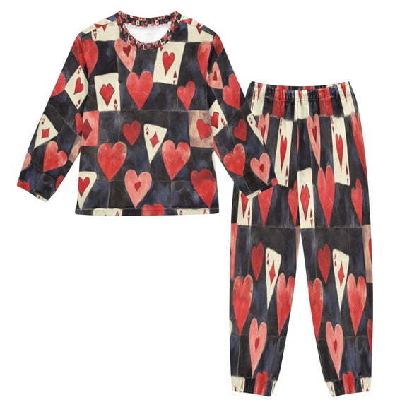 BZSMCE Unisex Fluffy Pajama Set Hearts in Play Printed