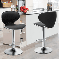 MoNiBloom Adjustable Counter Height Bar Stools Set of 2, Swivel Kitchen Counter Island Dining Chairs with Backs, Armless Modern Bar Stools Chairs, Black