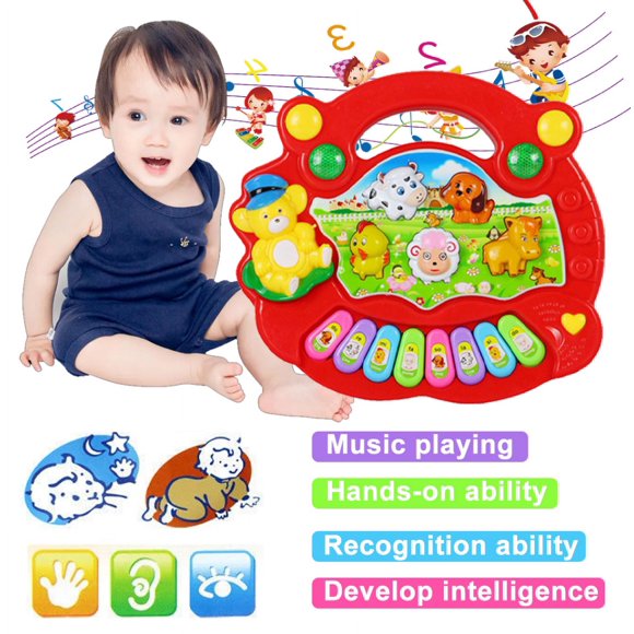 HLONK Musical Baby Toys 6 to 12 Months Baby Piano Light Up Animal Musical Toys for Toddlers 1-3 Infant Kids Learning Toys for 1 Year Old Girl Boy Baby Toys 12-18 Months Gifts
