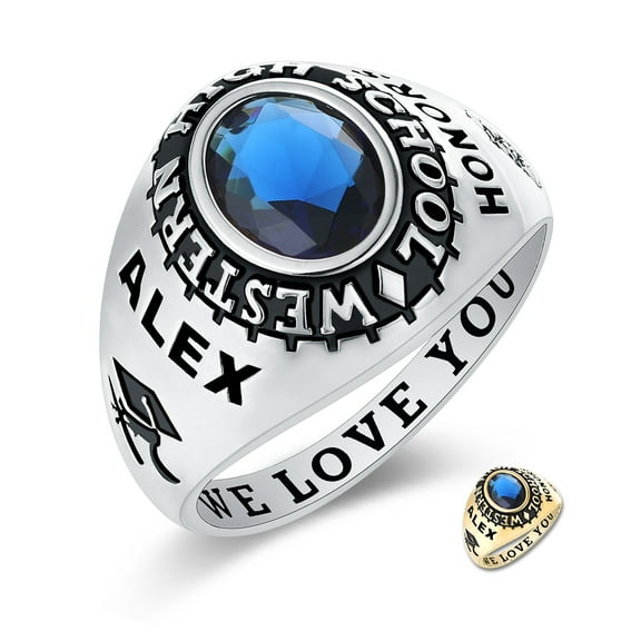 Mementos PJM Custom Men's Class Rings 10kt White Gold for High School and College-Classic