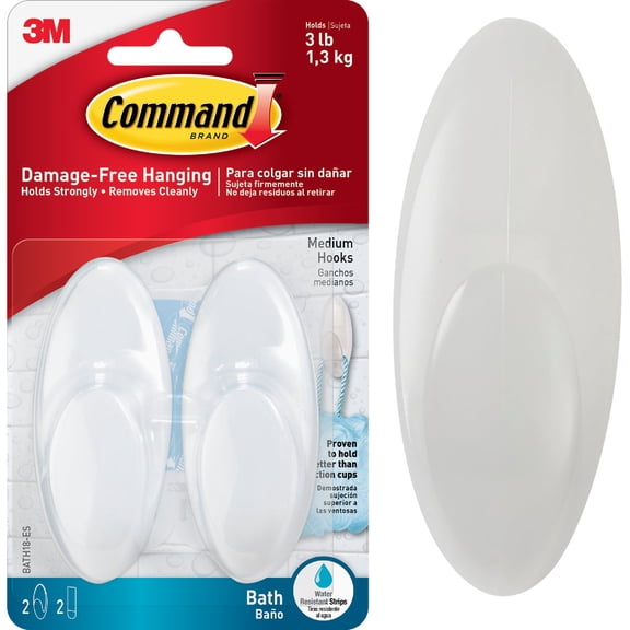 3M Command Medium Hanging Hooks, 2-Pack