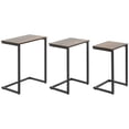 thumbnail image 1 of Rustic Brown Nesting End Tables - Set of 3 Industrial C-Shape Snack Side Tables for Sofa, Couch, Living Room, Bed, Compact Storage Design, 1 of 7