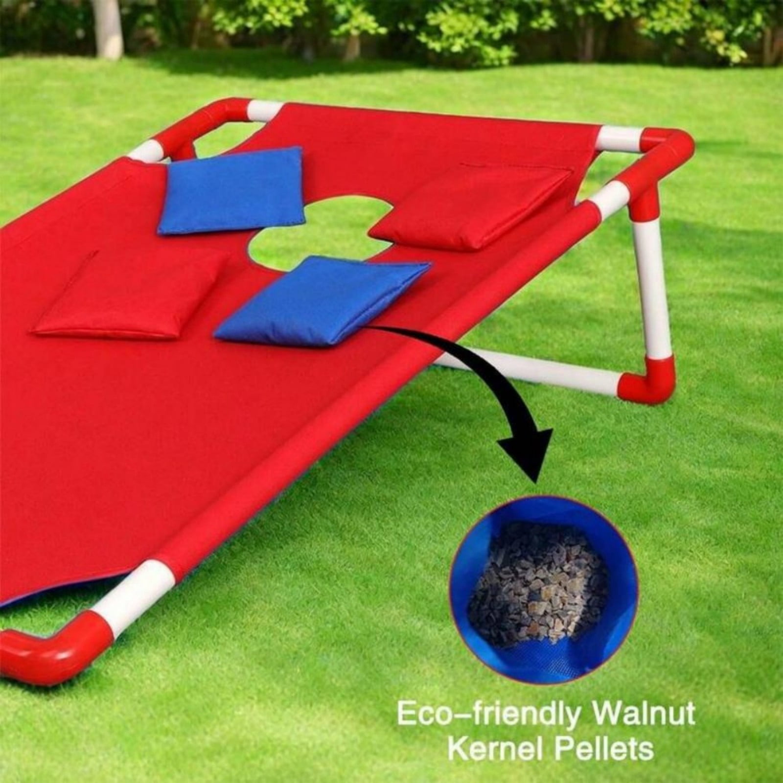 Family Party Cornhole Game Set - Foldable Portable Board with Toss Bags, Indoor Outdoor Backyard Garden Yard Toy for All Ages