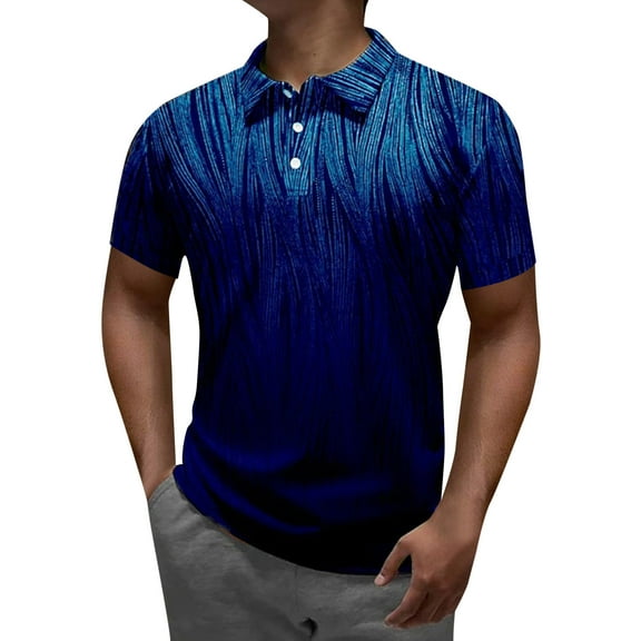 Caqnni Men's Short Sleeve Cotton Polo Shirt in Regular Fit (Blue,XL)