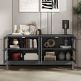 thumbnail image 4 of Antique Dark Grey Sideboard with Rattan Doors - Adds Elegance to Dining Areas, 4 of 7