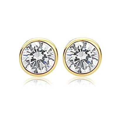 CLEARANCE - Modérna Dora Bezel Set IOBI Simulated Diamond Solitaire Stud Earrings 1 Carat
