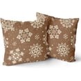 thumbnail image 2 of Brwon Snowflakes Christmas Pillow Covers 20x20 Set of 2 Xmas Snow Holiday Decoration Print Decorative Outdoor Pillowcases Seasonal Winter Gift Farmhouse Throw Cushion Case Decor for Couch Sofa Bed, 2 of 6