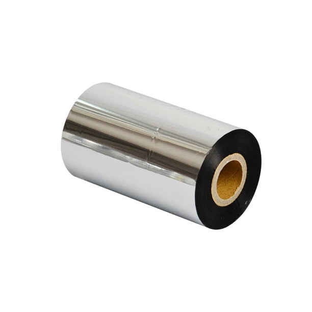 Cinta adhesiva de papel recubierto con cinta de carbono a base de cera 110*300, cinta de carbono para impresora de códigos de barras, cinta de código de barras negra
