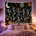 thumbnail image 2 of Roller-Skating Skeletons with Disco Balls, Playful Retro Style for Skeleton Decor Fans, Spooky Wall Decor Halloween Gift, Tapestry Wall Hanging for Bedroom and Dorm, 2 of 7