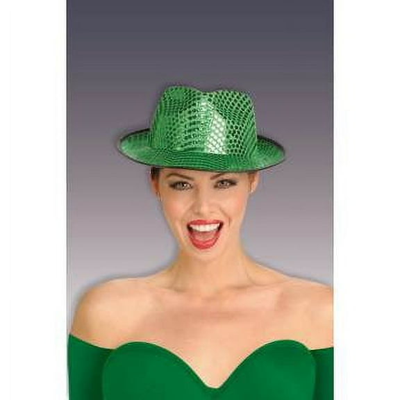 GREEN SEQUIN FEDORA