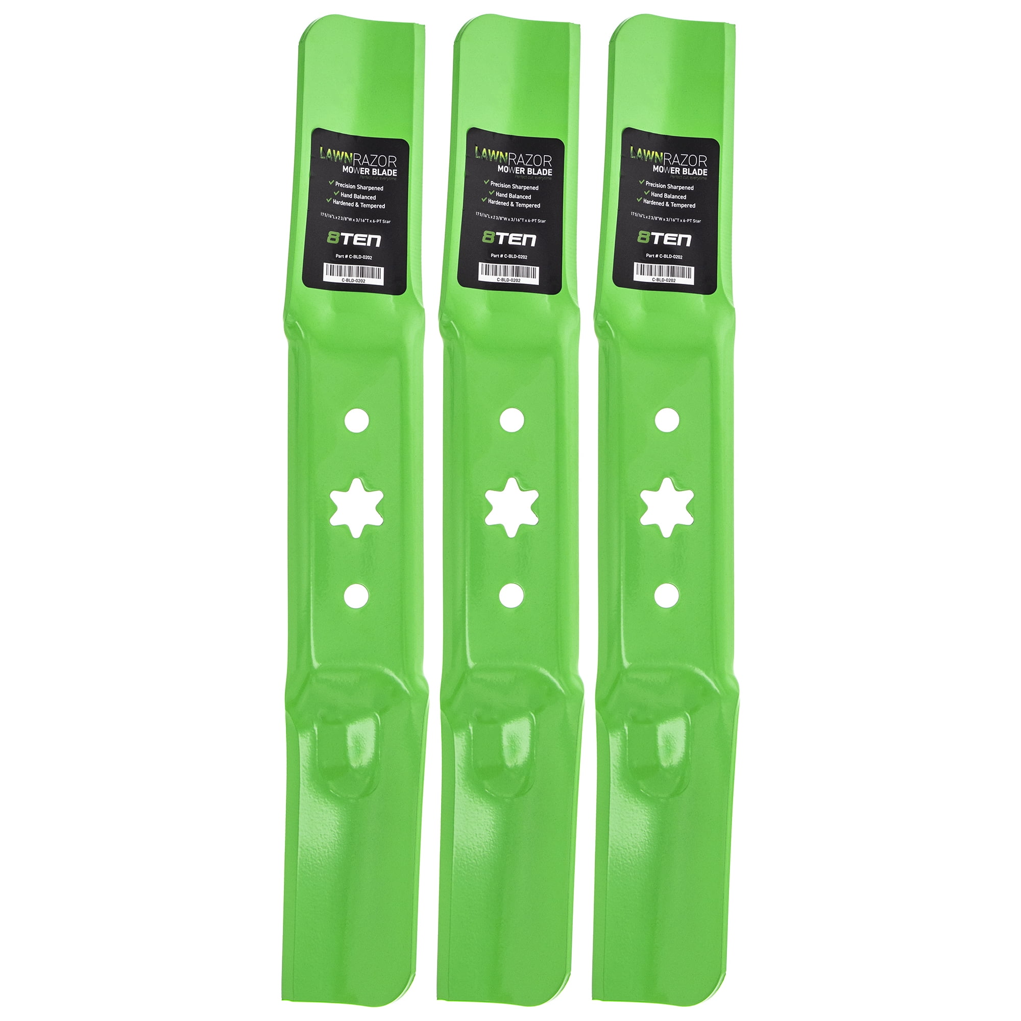 8ten Lawnrazor Medium Lift Blade For Mtd Cub Cadet 50 Inch 942 05052a 3 Pack 810 Cbl2424d Green