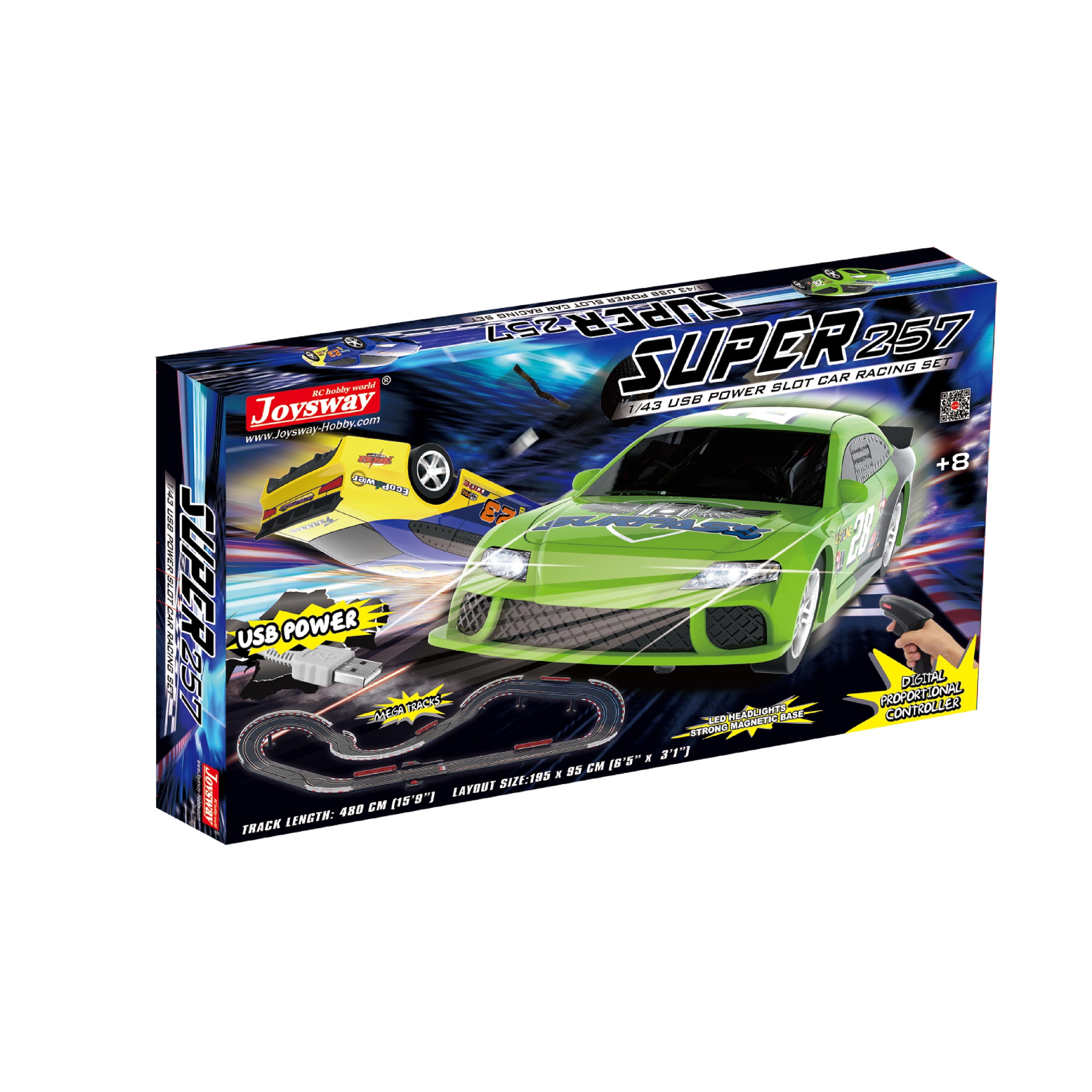 JOYSWAY Super 257 USB Power Slot Car Racing set