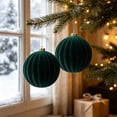 thumbnail image 2 of 6 Inch Velvet Christmas Balls, Velvet Xmas Tree Ornaments Balls Decorations Hanging Flocked Ornaments for Christmas Tree Home Garland Holiday Party Decor (Green, 1Pc), 2 of 6