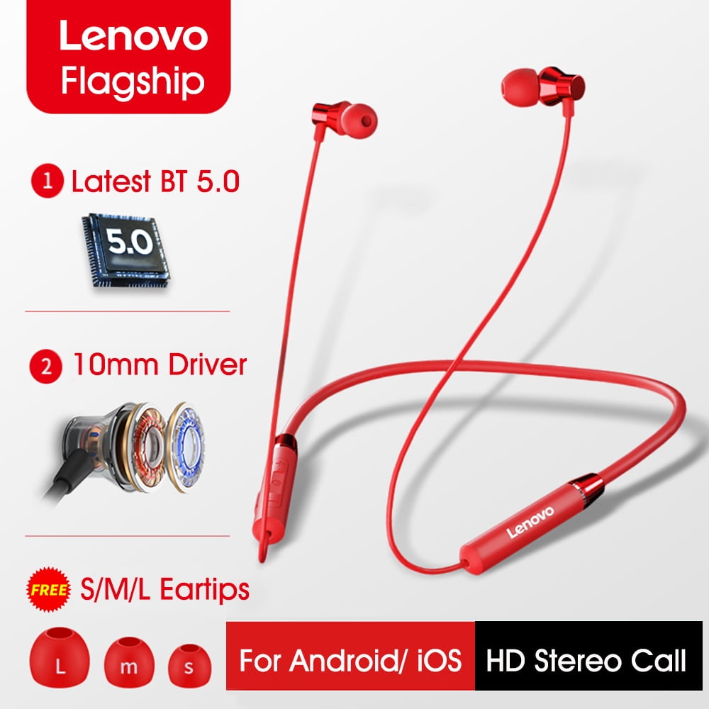 lenovo he05 wireless neckband stereo sports magnetic earphone