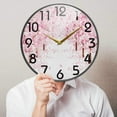 thumbnail image 3 of Dreamtimes Stylish Beautiful Pink Cherry Blossoms Print Round Wall Clock, 10 Inch Silent Battery Operated Quartz Analog Quiet Desk Clock for Home,Office,School, 3 of 7