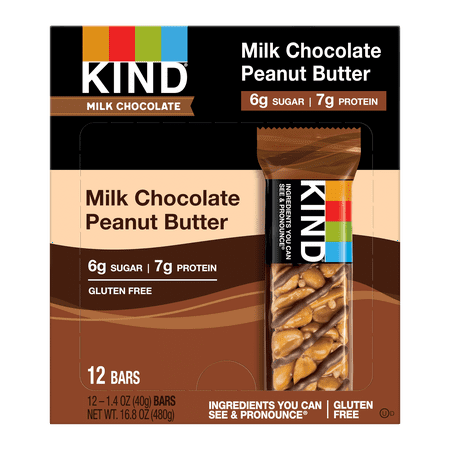 KIND Bars, Milk Chocolate Peanut Butter, Gluten free, 1.4 oz, 12 Snack Bars Bb July 2024