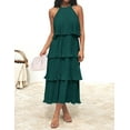 thumbnail image 2 of Women's 2024 Summer Sleeveless Halter Neck Ruffle Tiered Layered Chiffon Flowy Swing Long Midi Dress, 2 of 6