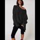 thumbnail image 5 of Sudadera con Capucha Extragrande para Mujer, Jersey con Mangas Murciélago y Cuello Redondo, Jersey con Diseño de Gofre Negro M, 5 of 10