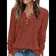 thumbnail image 1 of Suéter para Mujer, Camisetas Henley de Larga, Túnicas para Usar con Leggings, Suéteres de Cuello Redondo A . Color Caramelo L, 1 of 7