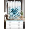 thumbnail image 6 of No Hook Shower Curtain with Snap in Liner,Octopus Sea Starfish Anchor Waterproof Bath Curtain Double Layers with See Through Top Window,Monster Marine Life Blue Gradient Hotel Shower Curtains 72x72in, 6 of 9
