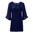 thumbnail image 4 of Women's Round Neck Sequin Mini Dress, Long Sleeve Bodycon Party Dress, Sparkling Cocktail Dress for Night Out, Club and Evening Events Navy S, 4 of 4