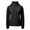 thumbnail image 2 of Women's Cutter & Buck Black Philadelphia Eagles  Charter Eco Recycled Half-Zip Hooded Anorak Jacket, 2 of 3