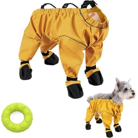 Dirty Proof Dog Coat with Feet  Dirtyproof Dog Jacket with Boots  Outside Anti-Slip Waterproof Dog Boots & Paw Protectors Leggings Shoes Raincoats Booties Pants Suspenders(SetB X-Small)