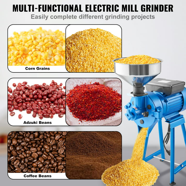 Electric Grinder machine,2in1 Dry and Wet Grinder Rice Wheat Mill Corn  Grain Poultry Feed Grinder Machine +Funnel,110V Stainless Steel Corn  Grinding