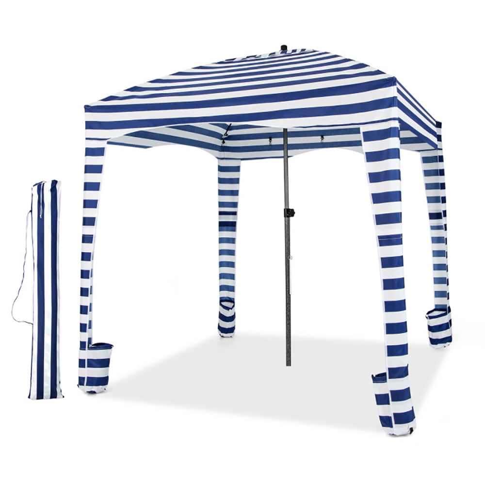 Aimee Lii 6 x 6 Feet Foldable Beach Cabana Tent with Carrying Bag and Detachable Sidewall, Canopy Gazebo for Party BBQ Events